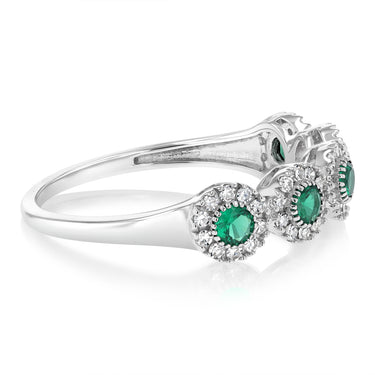 Luminesce Lab Grown 1/4 Carat Diamonds 3 Created Emerald Sterling Silver