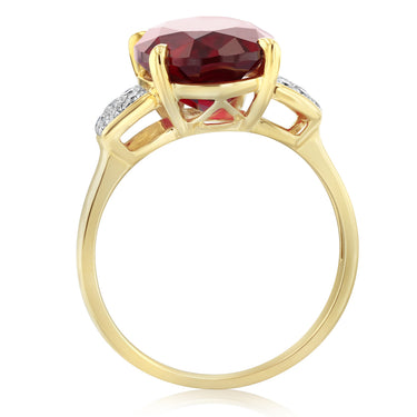 Created Red Sapphire with Luminesce Lab Grown Diamond Ring in 9ct Yellow Gold