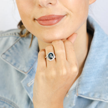 Luminesce Lab Grown 0.65 Carat Diamond and Blue Topaz Dress Ring in 9ct Yellow Gold