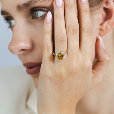 Luminesce Lab Grown 0.49 Carat Diamond and Natural Citrine Dress Ring in 9ct Yellow Gold
