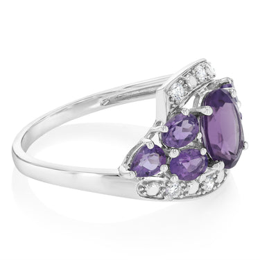 0.14 Carat Luminesce Lab Grown Diamond and Natural Amethyst Ring in Sterling Silver