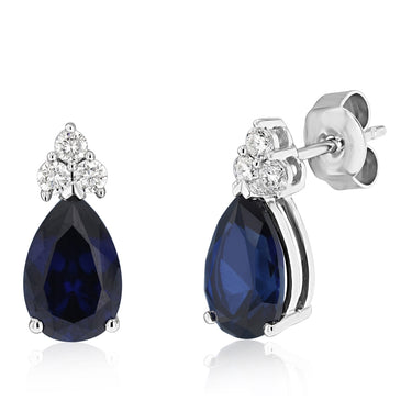 1/5 Carat Luminesce Lab Grown Diamond and Created Sapphire Earrings in 9ct White Gold