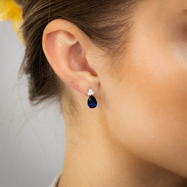 1/5 Carat Luminesce Lab Grown Diamond and Created Sapphire Earrings in 9ct White Gold