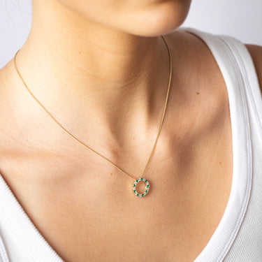 Luminesce Lab Grown 1/4 Carat Diamond and Created Emerald Pendant in 9ct Yellow Gold