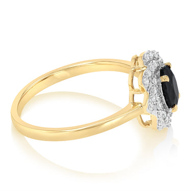 Luminesce Lab Grown 1/3 Carat Diamond and Natural Black Sapphire Ring in 9ct Yellow Gold