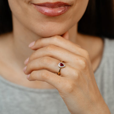 Luminesce Lab Grown 1/6 Carat Diamond and Natural Ruby Ring in 9ct Yellow Gold