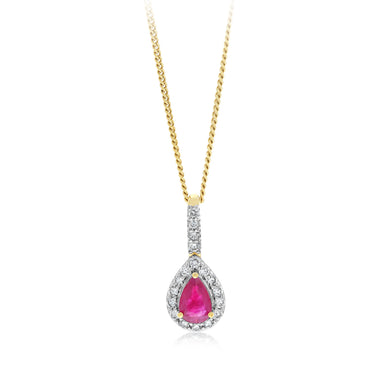 Luminesce Lab Grown 1/5 Carat Diamond and Natural Emerald Pendant in 9ct Yellow Gold