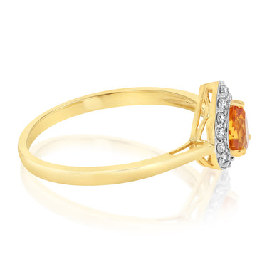 Luminesce Lab Grown 1/6 Carat Diamond and Citrine Ring in 9ct Yellow Gold