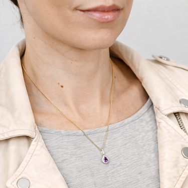 Luminesce Lab Grown 1/5 Carat Diamond and Amethyst Pendant in 9ct Yellow Gold