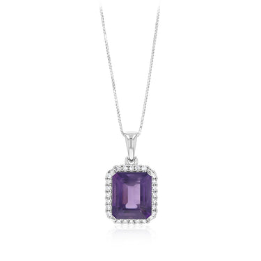 Luminesce Lab Grown 0.33 Carat Diamond and Amethyst Pendant in Sterling Silver with 45cm Chain
