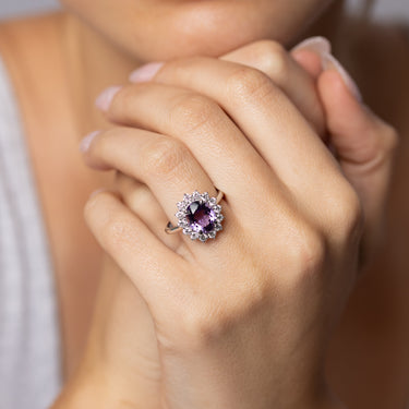 Luminesce Lab Grown 0.70 Carat Diamond and 3 Carat Amethyst Ring in Sterling Silver