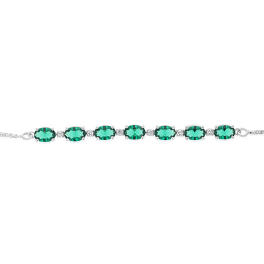Luminesce Lab Grown 1/10 Carat Diamond and 4.15 Carat Created Emerald Bolo Bracelet in Sterling Silver