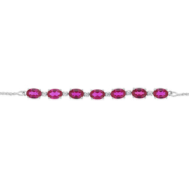 Luminesce Lab Grown 1/10 Carat Diamond and 4.15 Carat Created Ruby Bolo Bracelet in Sterling Silver