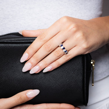 Luminesce Lab Grown 1 Carat Diamond and 1.60 Carat Created Blue Sapphire Ring in 9ct Yellow Gold