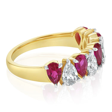 Luminesce Lab Grown 1 Carat Diamond and 1.60 Carat Created Ruby Ring in 9ct Yellow Gold