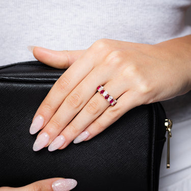 Luminesce Lab Grown 1 Carat Diamond and 1.60 Carat Created Ruby Ring in 9ct Yellow Gold