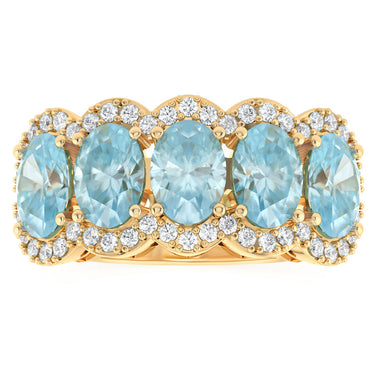Luminesce Lab Grown 0.45 Carat Diamond and 4.50 Carat Sky Blue Topaz Ring in 9ct Yellow Gold