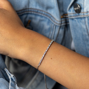 Luminesce Lab Grown 1/2 Carat Diamond and Natural Blue Topaz Bolo Bracelet in Sterling Silver