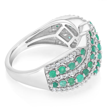 Luminesce Lab Grown 1.15 Carat Diamond and Created Emerald Ring in Sterling Silver