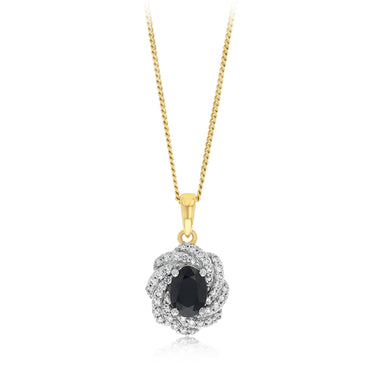 Luminesce Lab Grown 0.18 Carat Diamond and Created Ruby Cross Pendant on 45cm Chain in Gold Plated Sterling Silver