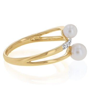 Luminesce Lab Grown Diamond and Freshwater Pearl Ring in 9ct Yellow Gold