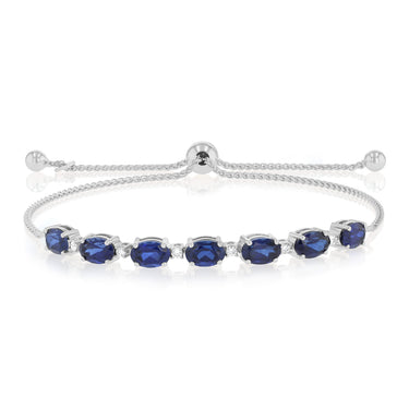 Luminesce Lab Grown Diamond & Created Sapphire 24cm Bolo Bracelet in Sterling Silver
