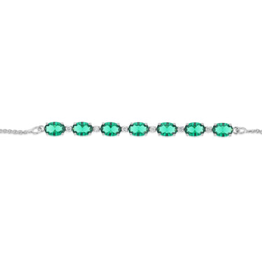 Luminesce Lab Grown 1/10 Carat Diamond and Created Emerald Bolo Bracelet in Sterling Silver