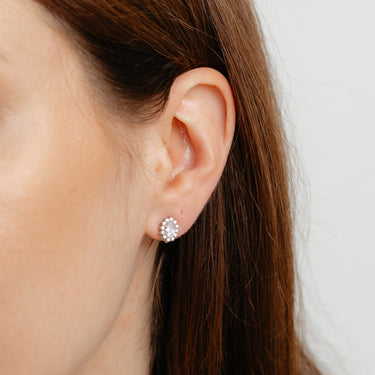 Luminesce Lab Grown 1/5 Carat Diamond and Aquamarine Stud Earrings in Sterling Silver
