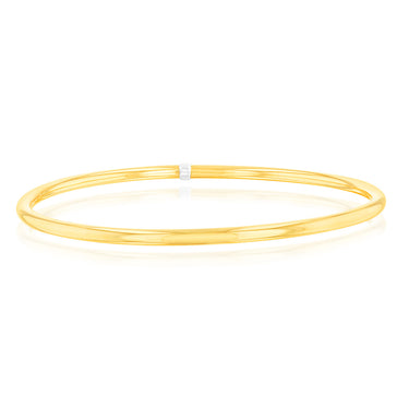 9ct Yellow Gold Silver Filled 3mm 65mm Bangle