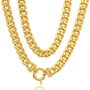 9ct Yellow Gold Silver Filled Cubic Zirconia 50cm Curb Chain