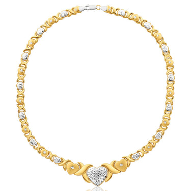 9ct Yellow Gold Silver Filled Heart 45cm Fancy Chain