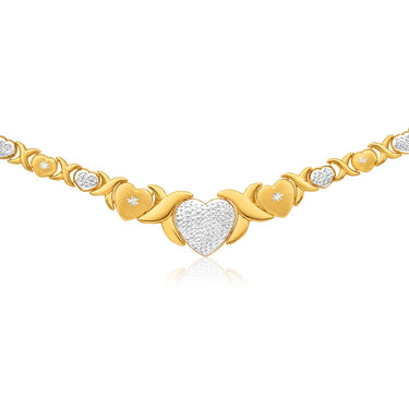 9ct Yellow Gold Silver Filled Heart 45cm Fancy Chain