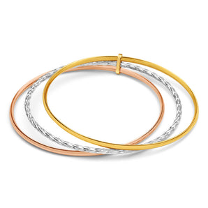 9ct Yellow Gold Silver Filled 3 Tone Bangle