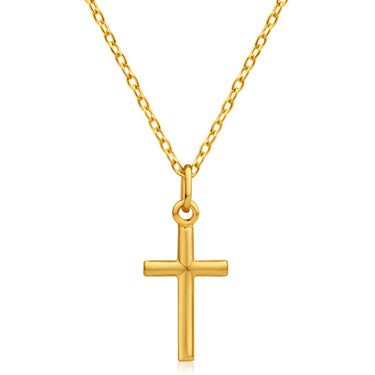9ct Yellow Gold Silver Filled Barrel Cross 17mm Pendant