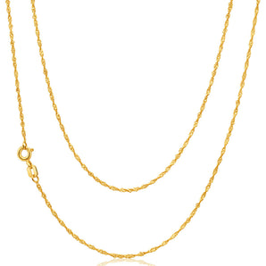 9ct Yellow Gold Silver Filled 20 Gauge Singapore 45cm Chain