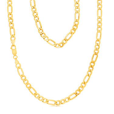 9ct Yellow Gold Silver Filled 55cm Figaro Chain 150 Gauge
