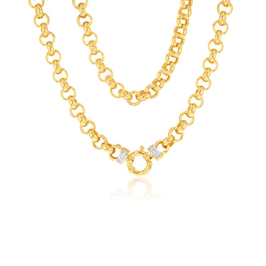 9ct Yellow Gold Silver Filled Cubic Zirconia Belcher darling 50cm Chain