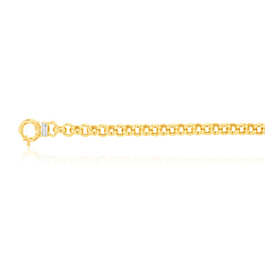 9ct Yellow Gold Silver Filled Cubic Zirconia Belcher darling 50cm Chain