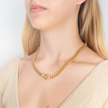 9ct Yellow Gold Silver Filled Cubic Zirconia Curb Chain