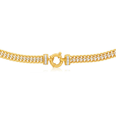 9ct Yellow Gold Silver Filled Cubic Zirconia Mesh Chain