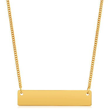 9ct Yellow Gold Silver Filled Bar Pendant With 45cm Chain