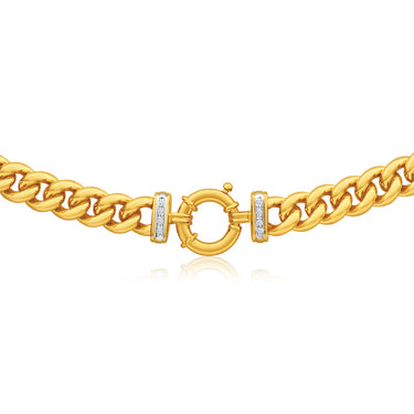 9ct Yellow Gold Silver Filled Cubic Zirconia 50cm  Curb Chain