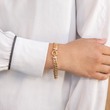 9ct Yellow Gold Silver Filled Zirconia Curb Bracelet