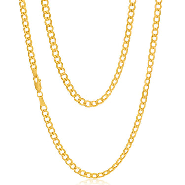 9ct Yellow Gold Silver Filled Flat 55cm Curb Chain