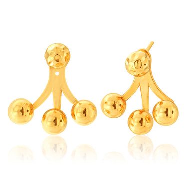 9ct Yellow Gold Silver Filled Balls Trio Ear Jacket Earrings
