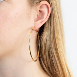 9ct Yellow Gold Silver Filled 60mm Plain Hoop Earrings