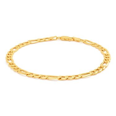 9ct Yellow Gold Silver Filled 21cm Figaro Bracelet 120 Gauge