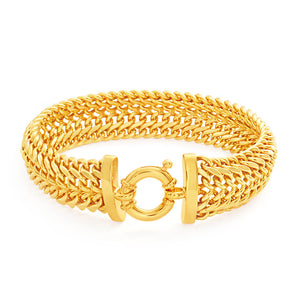 9ct Yellow Gold Silver Filled 20cmx11mm wide Mesh Bracelet
