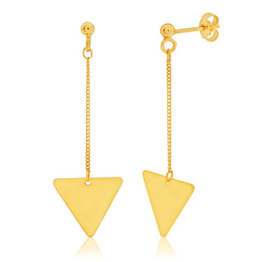 9ct Yellow Gold Silver Filled Triangle Drop Earrings