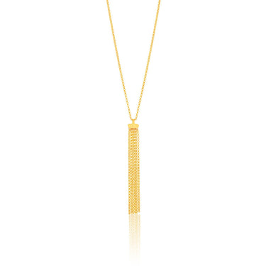 9ct Yellow Gold Silver Filled Tassle Pendant With 45cm Chain